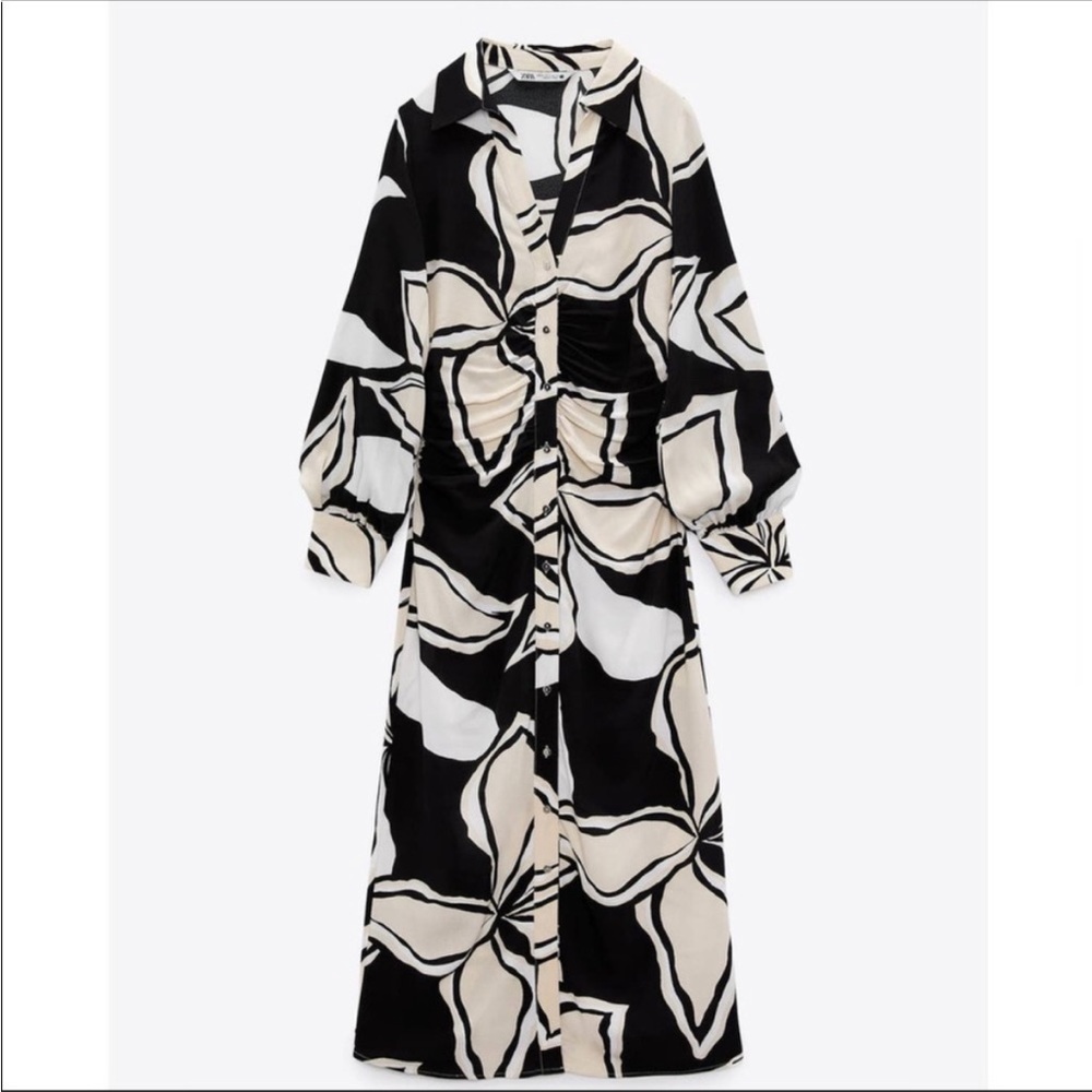 Zara black and white floral dress
